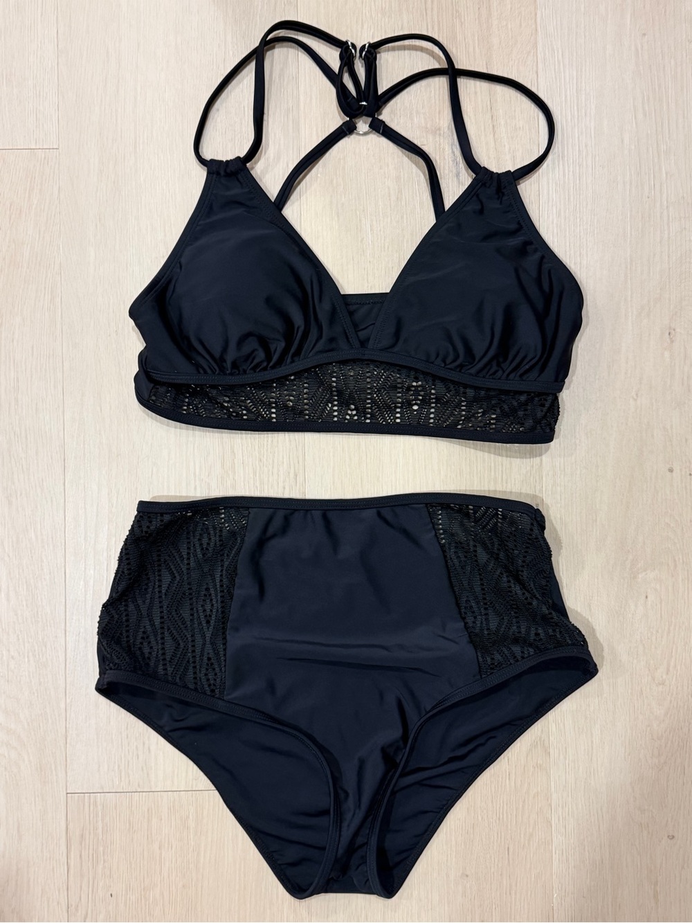 CupShe Black Lace-Detail Two-Piece Bikini Set